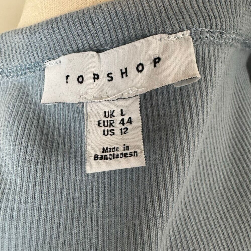 Topshop Periwinkle Ribbed Square Neck Cap Sleeve Top sz 12 - Picture 6 of 9